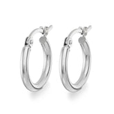 White Gold Classic Hoop Earrings - Dracakis Jewellers